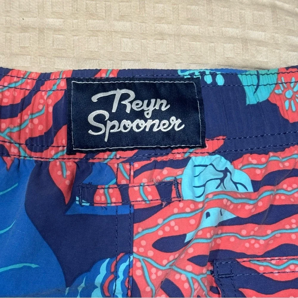 Reyn Spooner Blue and Pink Floral Swim Trunks